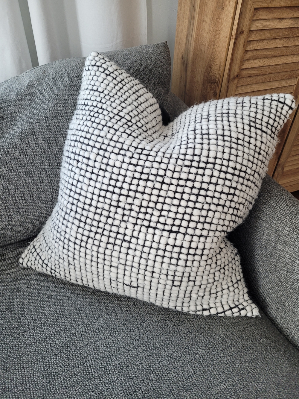 CB2 Black and White Grid Keelie Accent Pillow Covers Only - 23"x23" - No Insert